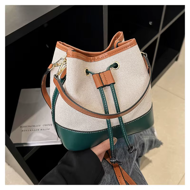 Sac seau en toile pour femmes, sacs à main de luxe de styliste, sac à bandoulière en PU, fourre-tout à la mode pour les déplacements quotidiens
