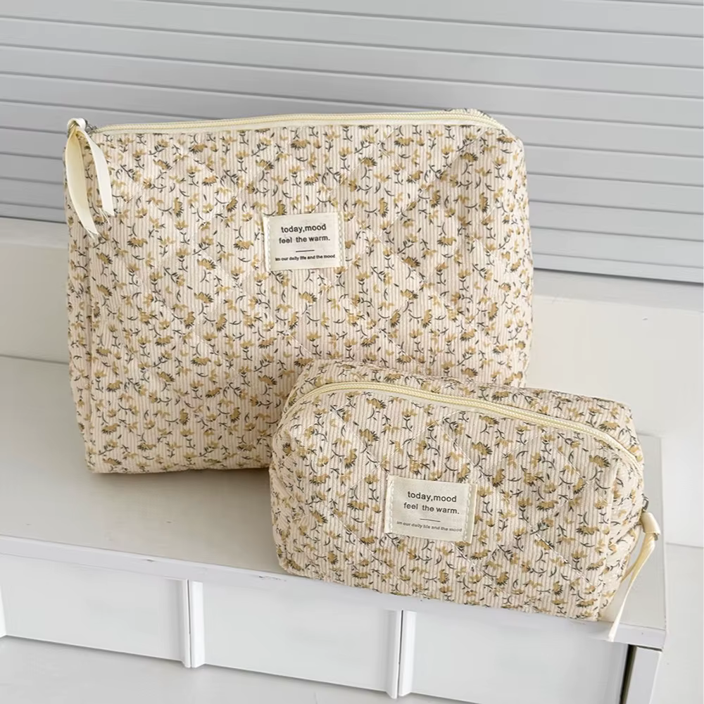 Pochette à cosmétiques Vintage pour femmes, imprimé Floral, sac à main de voyage, sac de rangement de maquillage, sac matelassé de grande capacité, vente en gros