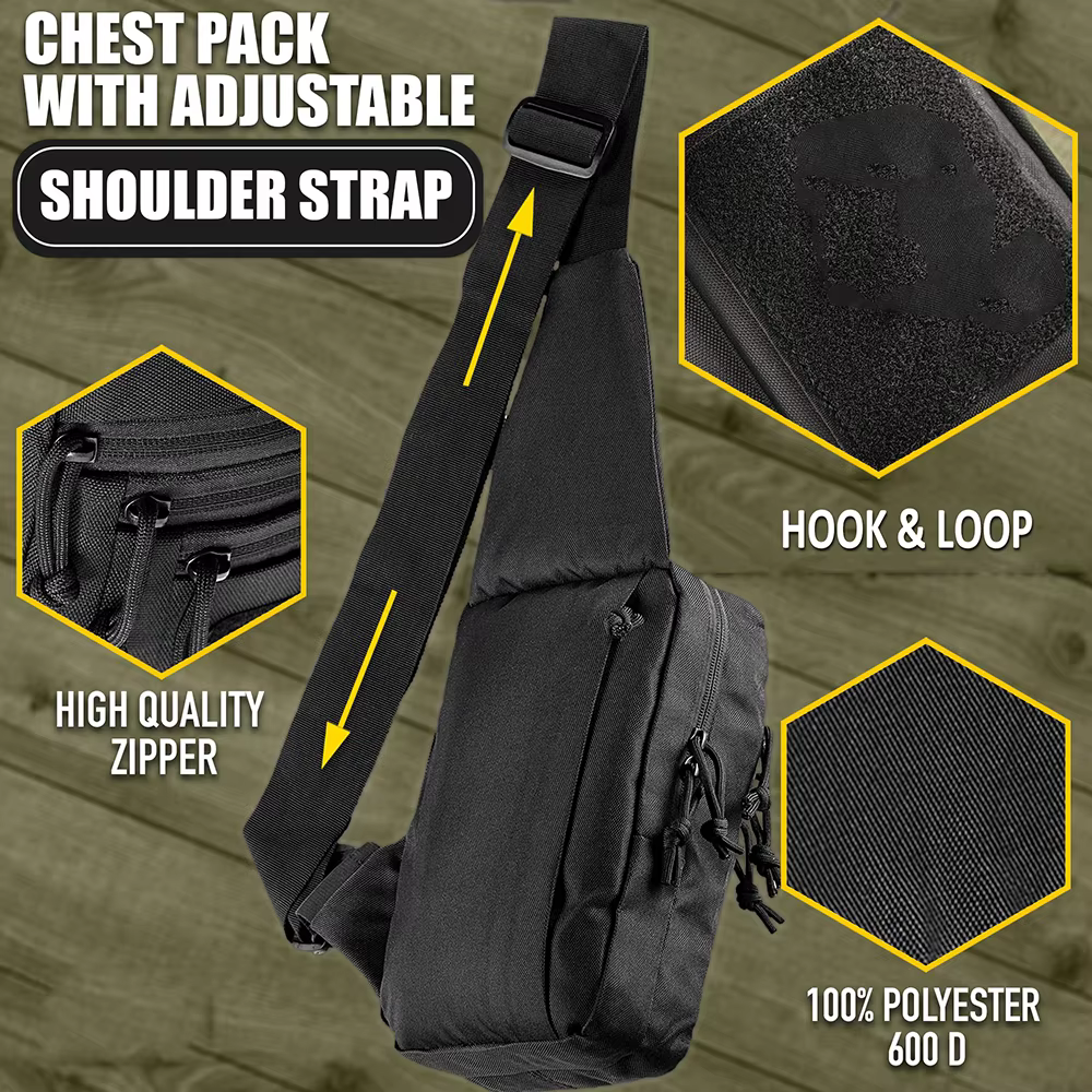 Sac de transport dissimulé pour pistolet, sangle d'épaule pour étui de pistolet, sac de poitrine pour la chasse gauche et droite en plein air