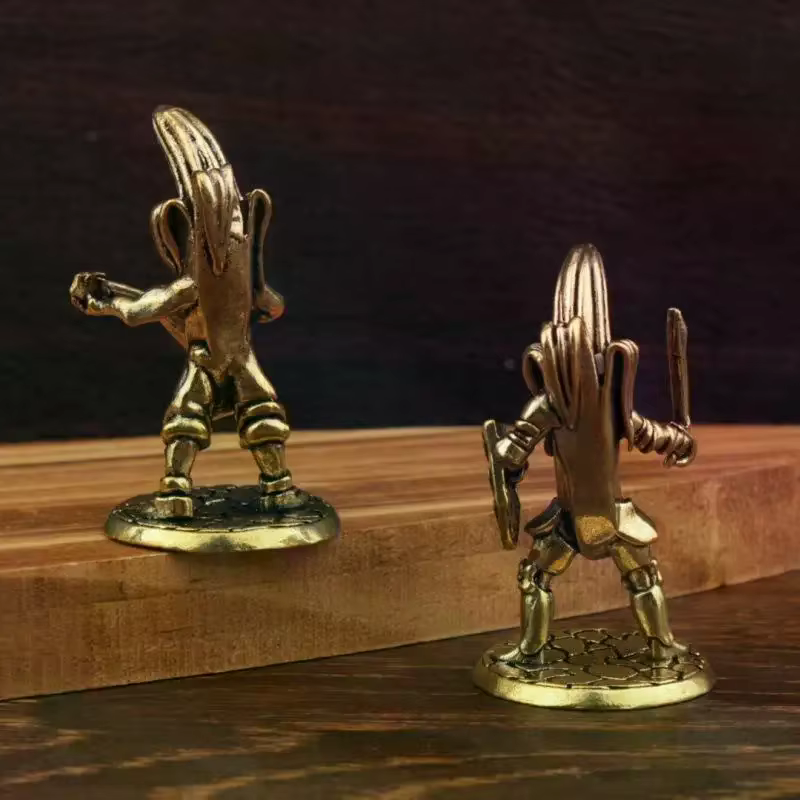 Figurine de joueur de guitare banane en laiton, Vintage, faite à la main, banane de samouraï pour hommes, décor de collection pour la maison et le bureau