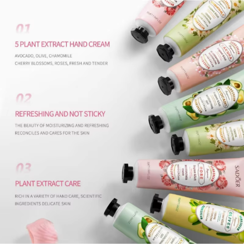 5 pièces/paquet Crèmes pour les mains parfumées aux fruits et aux plantes