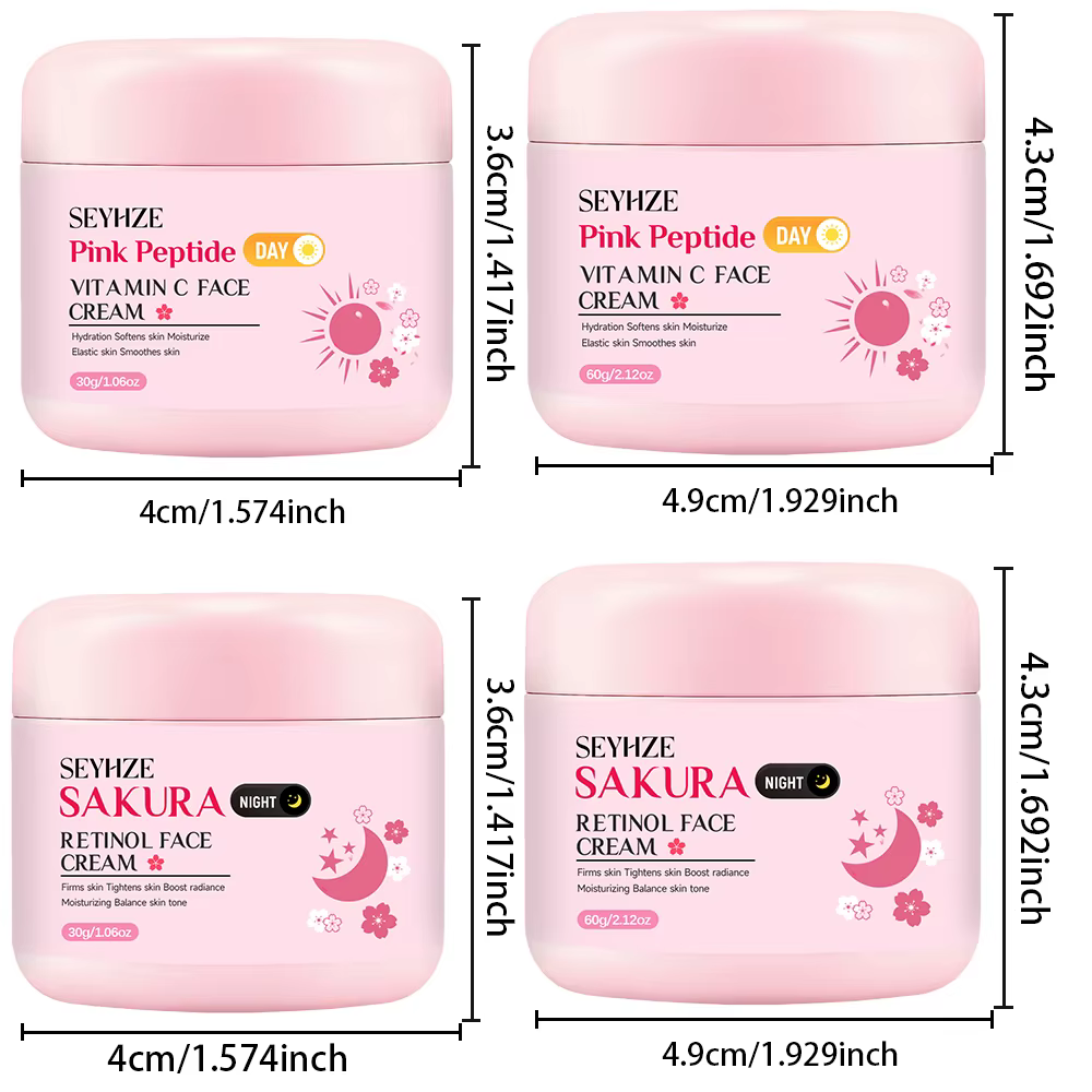 Crème de jour et de nuit SEYHZE Sakura riche en rétinol + vitamine C/E