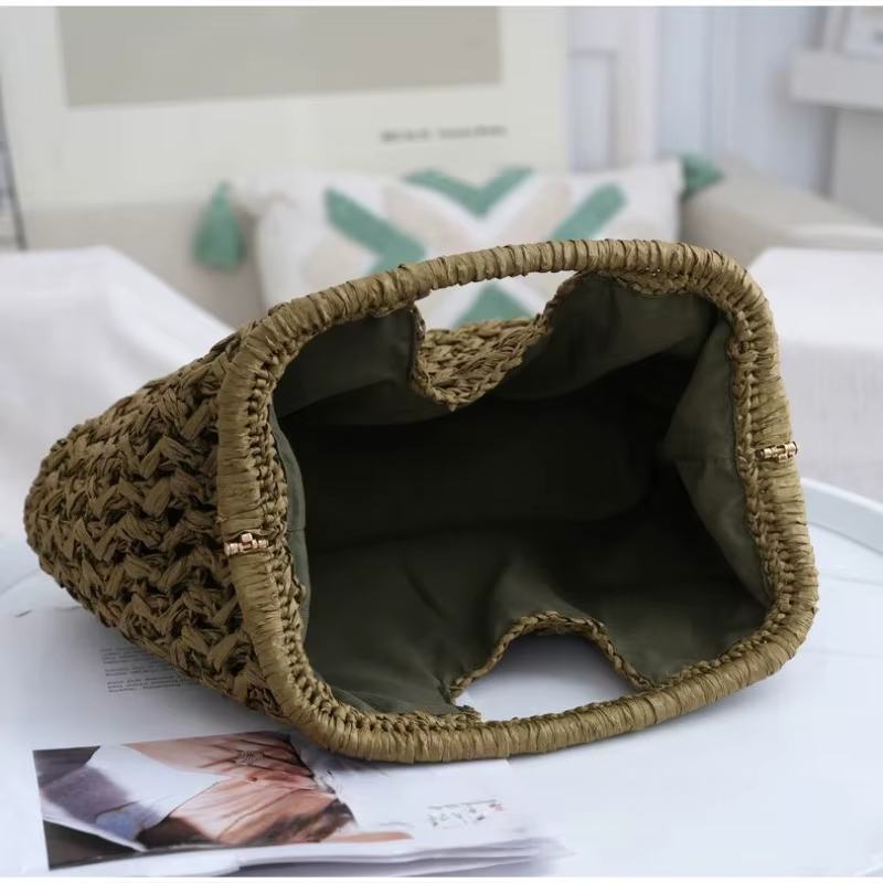Sac à main tendance pour femme, style bohème, grande capacité, sac de voyage tissé, sac bandoulière élégant en raphia fait main, populaire