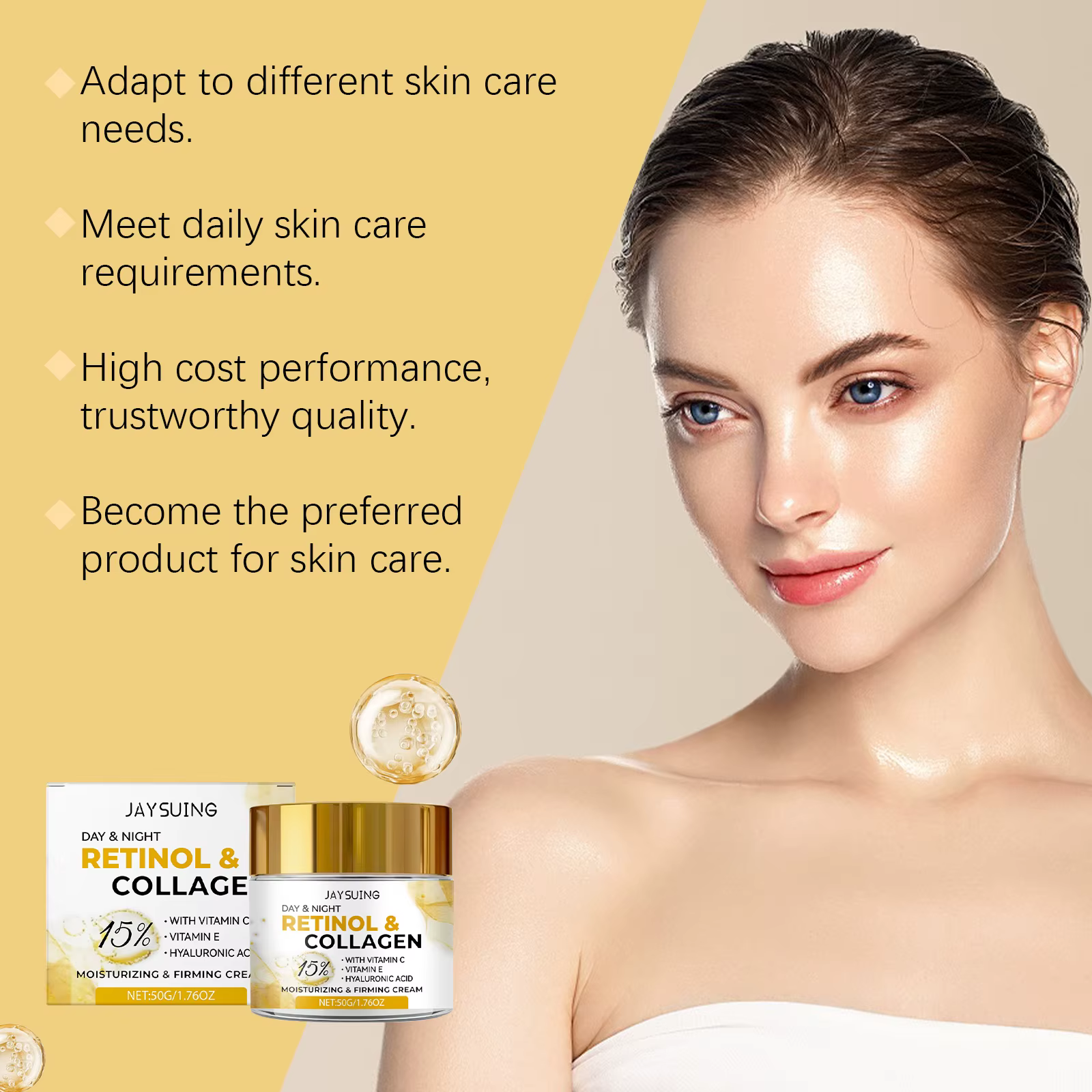 Crème hydratante au collagène pour le visage