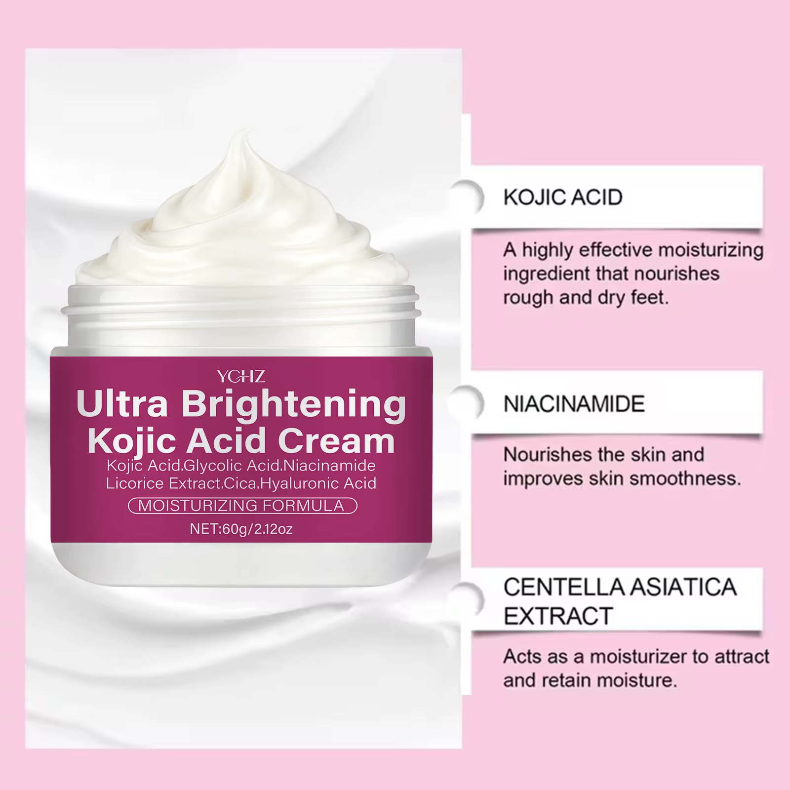 Crème éclaircissante à l'acide kojique contenant de la niacinamide