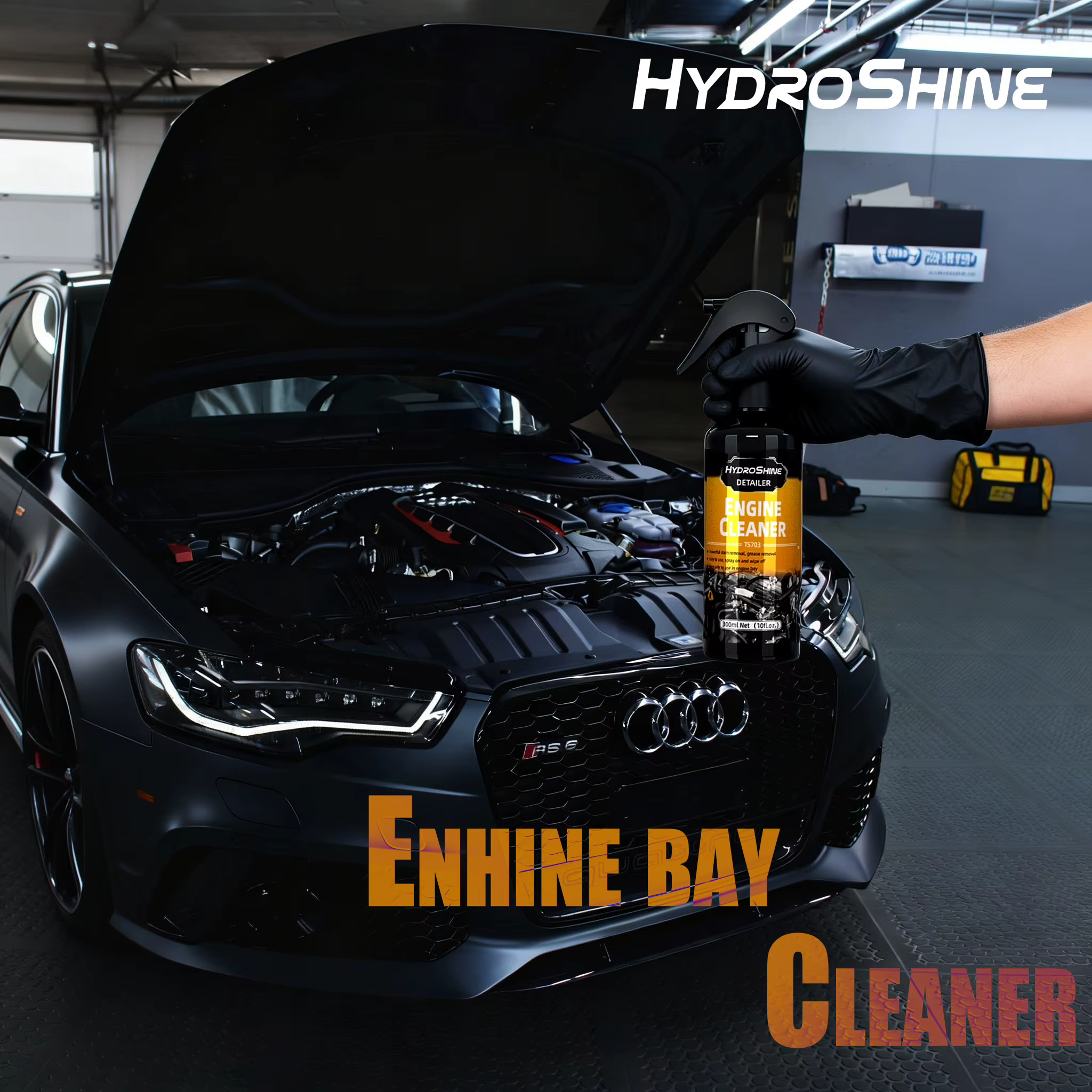 Hydroshine – nettoyant pour baie de moteur, soin, huile lourde, Spray de nettoyage de la poussière pour moteur de voiture, outil de nettoyage puissant pour compartiment de décontamination