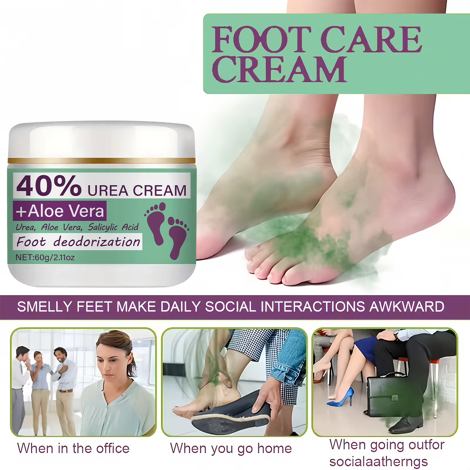 Crème déodorante pour les pieds - Élimination puissante des odeurs et protection contre la transpiration