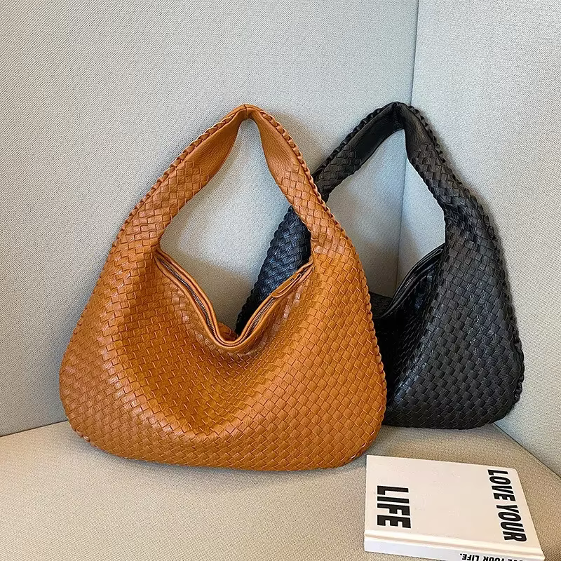 Sac tissé à la main pour femme, aspect haut de gamme, texture épaissie, sac de transport à porter à l'épaule ou à la main