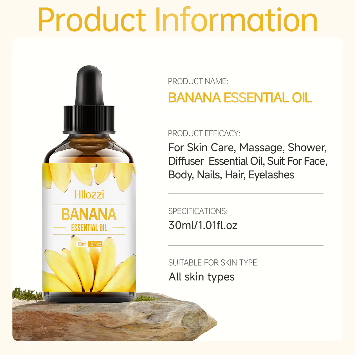 L'huile essentielle de banane 30ml illumine la peau
