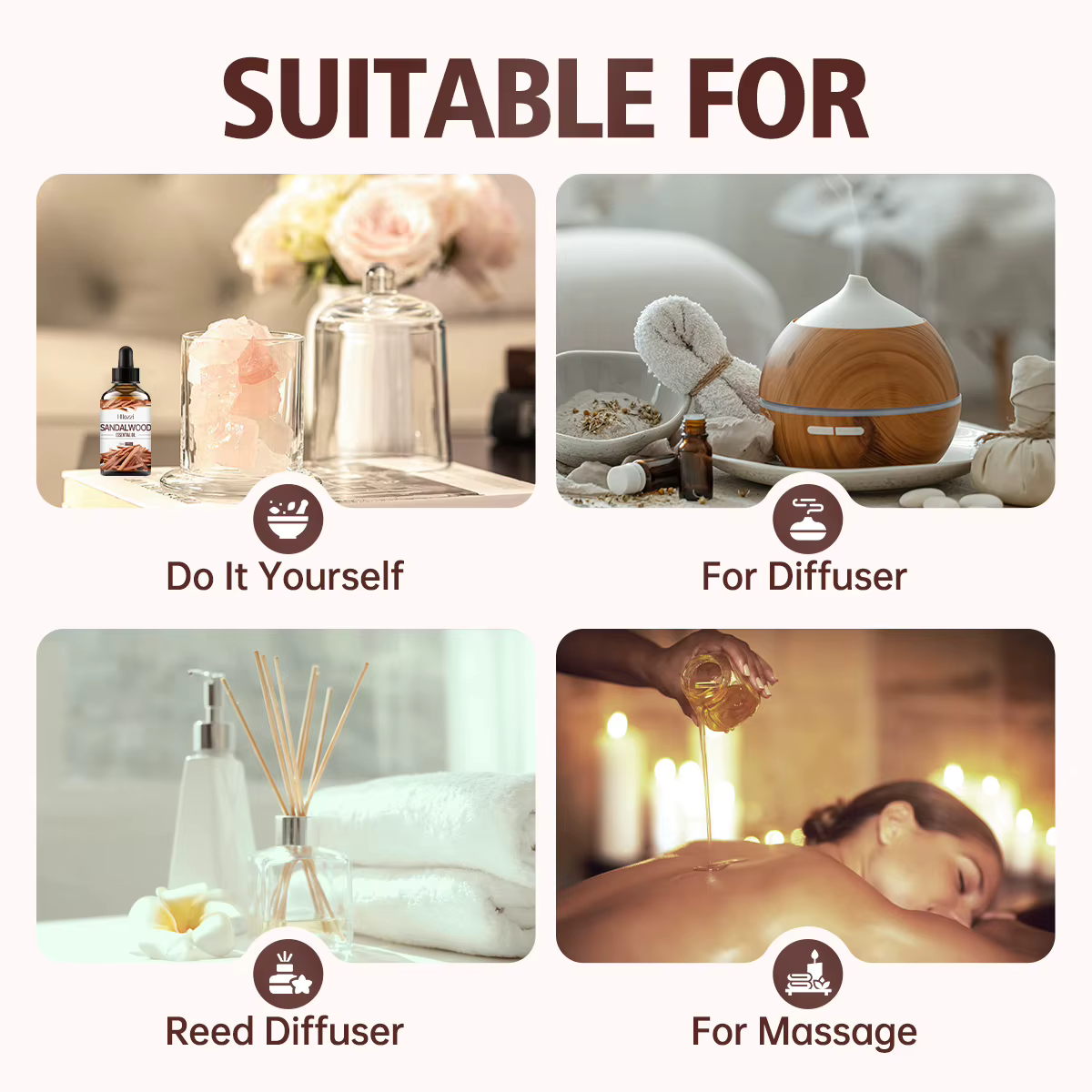 Huile essentielle de bois de santal adaptée au massage