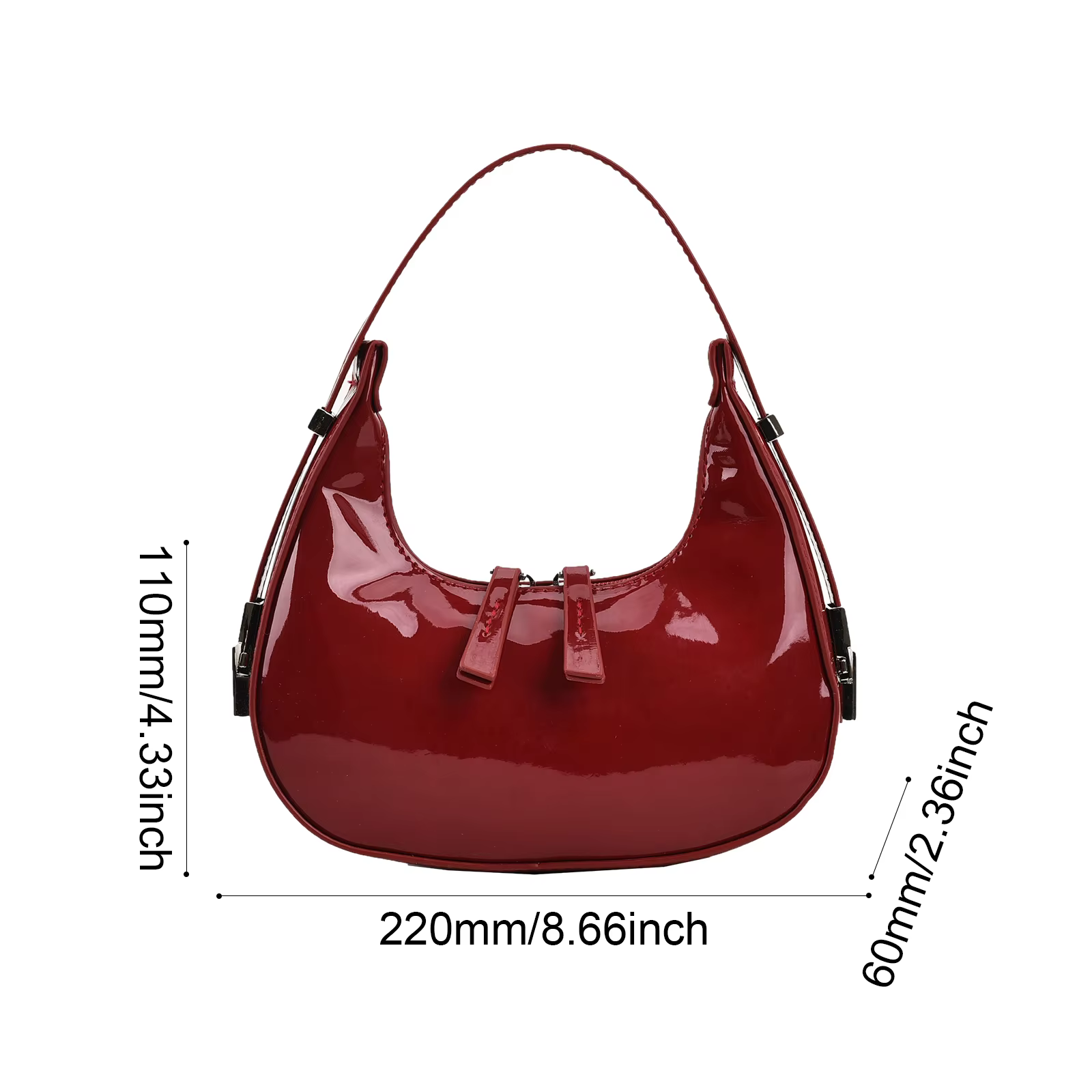 Sac à main demi-lune vintage en cuir PU pour femmes et filles, petit sac initié, sac à main hobo, sacs à main sous les ati elles pour dames, fourre-tout de luxe rétro rouge