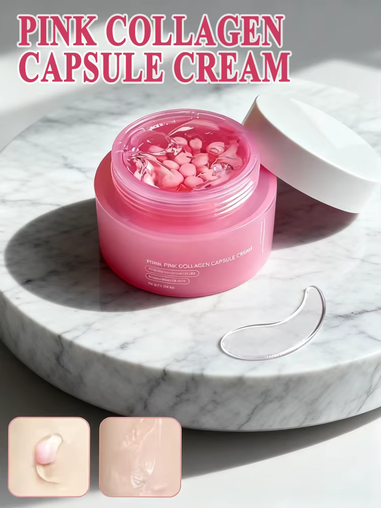 Crème en capsules de collagène rose infusée de nicotinamide