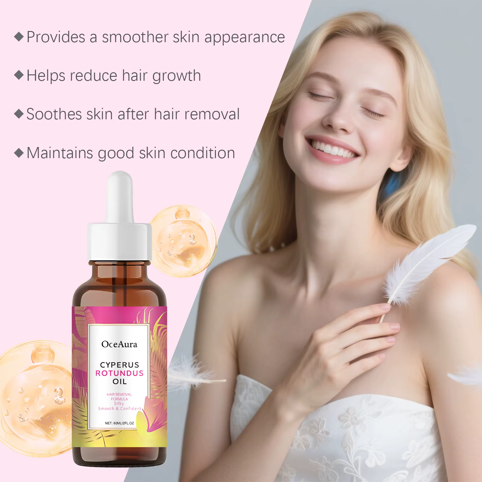 Cyperus Rotundus huile pour épilation doux lisse soins de la peau hydratation profonde Anti inhibition de la croissance