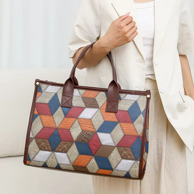 Sacs à Main de Grande Capacité en Cuir Souple pour Femme, Sac à Bandoulière Amorcé, Fourre-Tout Rétro, Cartable de Luxe, E27