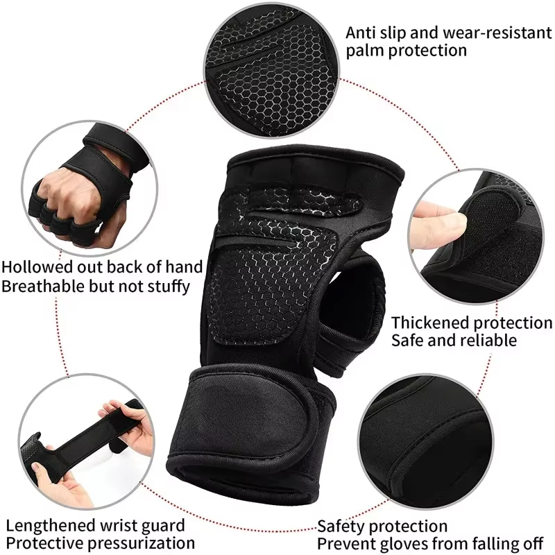 Gants de Sport d'entraînement, d'haltérophilie pour hommes et femmes, musculation, gymnastique, demi-doigt, antidérapants, protection de la paume du poignet
