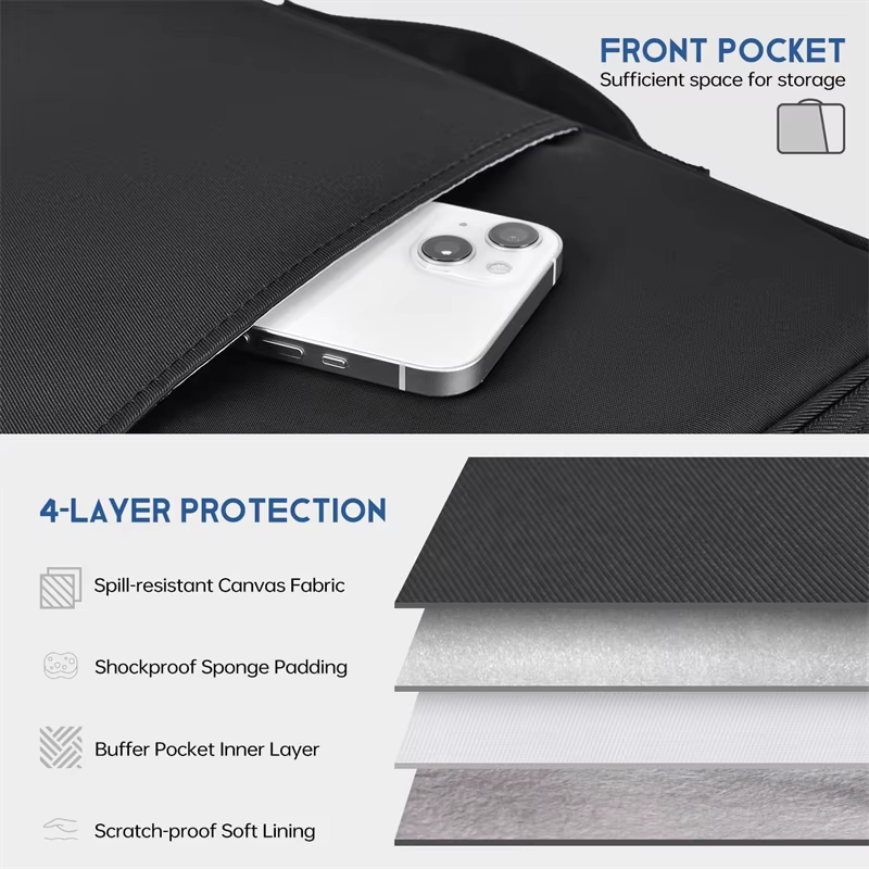 Sac pour ordinateur portable de 11 et 13 pouces avec poche avant pour ranger la batterie, la souris, grand espace, sac à main pour ordinateur portable, sac à main léger pour ordinateur portable