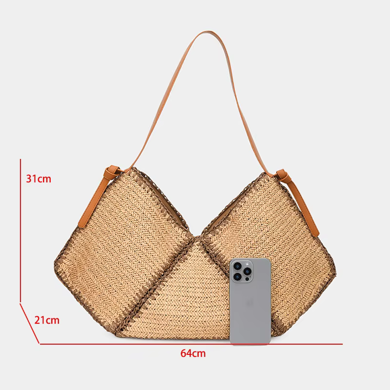 Sacs à main en paille tressée pour femmes, faits à la main, sac de voyage, sac de plage, sac à bandoulière d'été, sac de shopping surdimensionné, panier, Bolsas