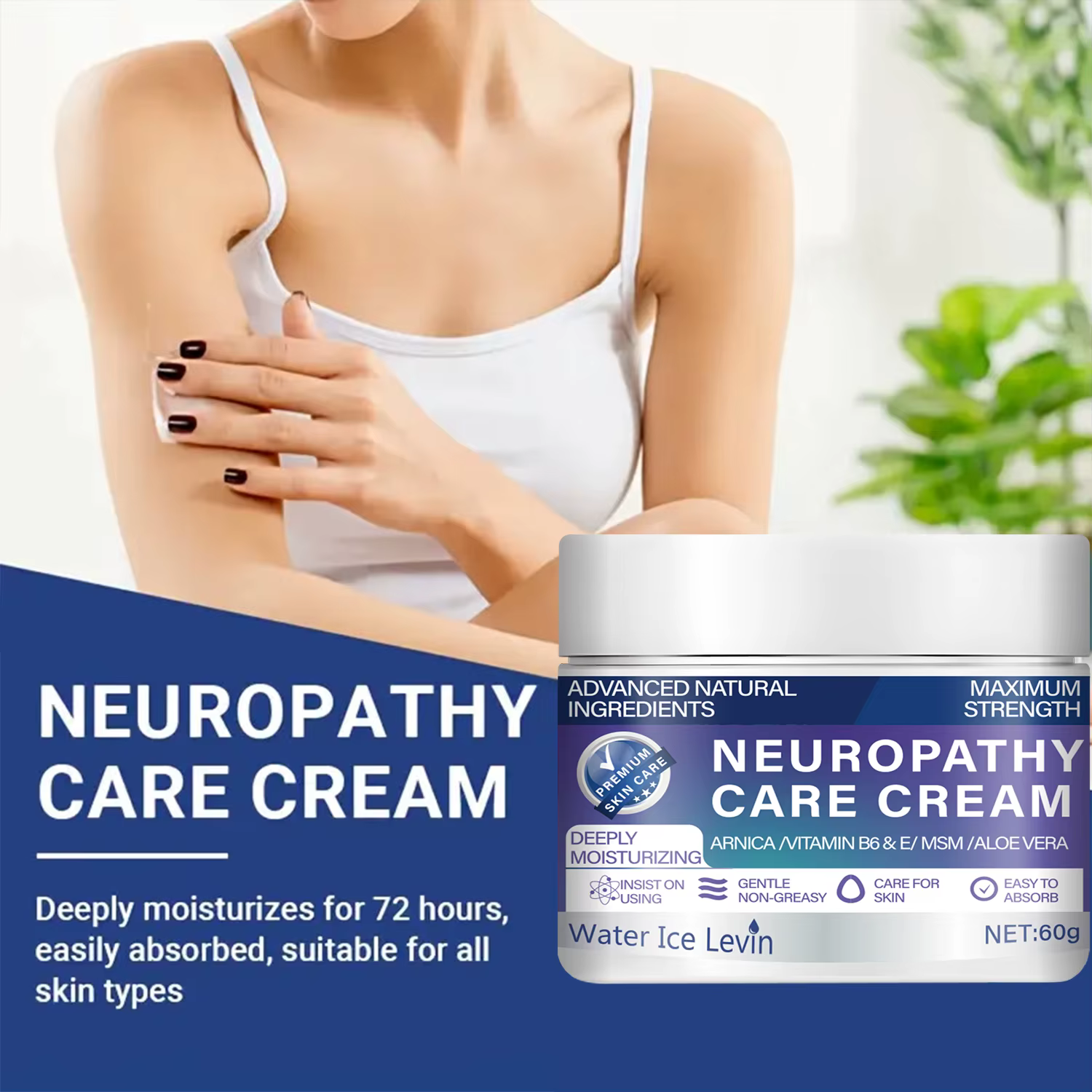 Water Ice Levin Crème de neuropathie à résistance maximale – avec ingrédients naturels (Arnica