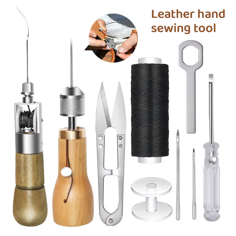 8 pièces/ensemble bricolage fil à coudre en cuir outils de couture à la main artisanat du cuir bord couture bandes de ceinture cordonnier toile outils de réparation