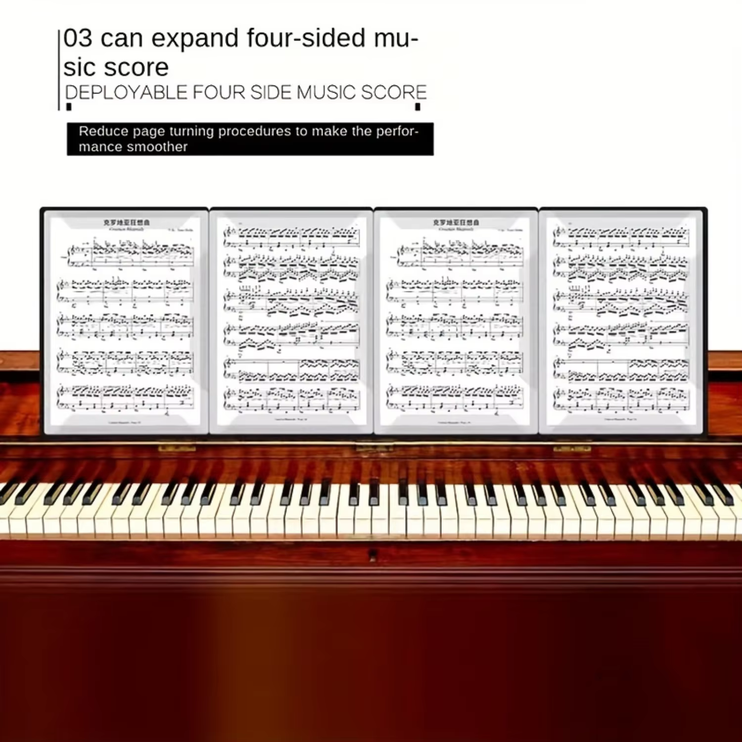 Clip pour partitions de piano de qualité supérieure, format A4, design tri-pliant, capacité six pages, durable et léger, parfait pour les musiciens