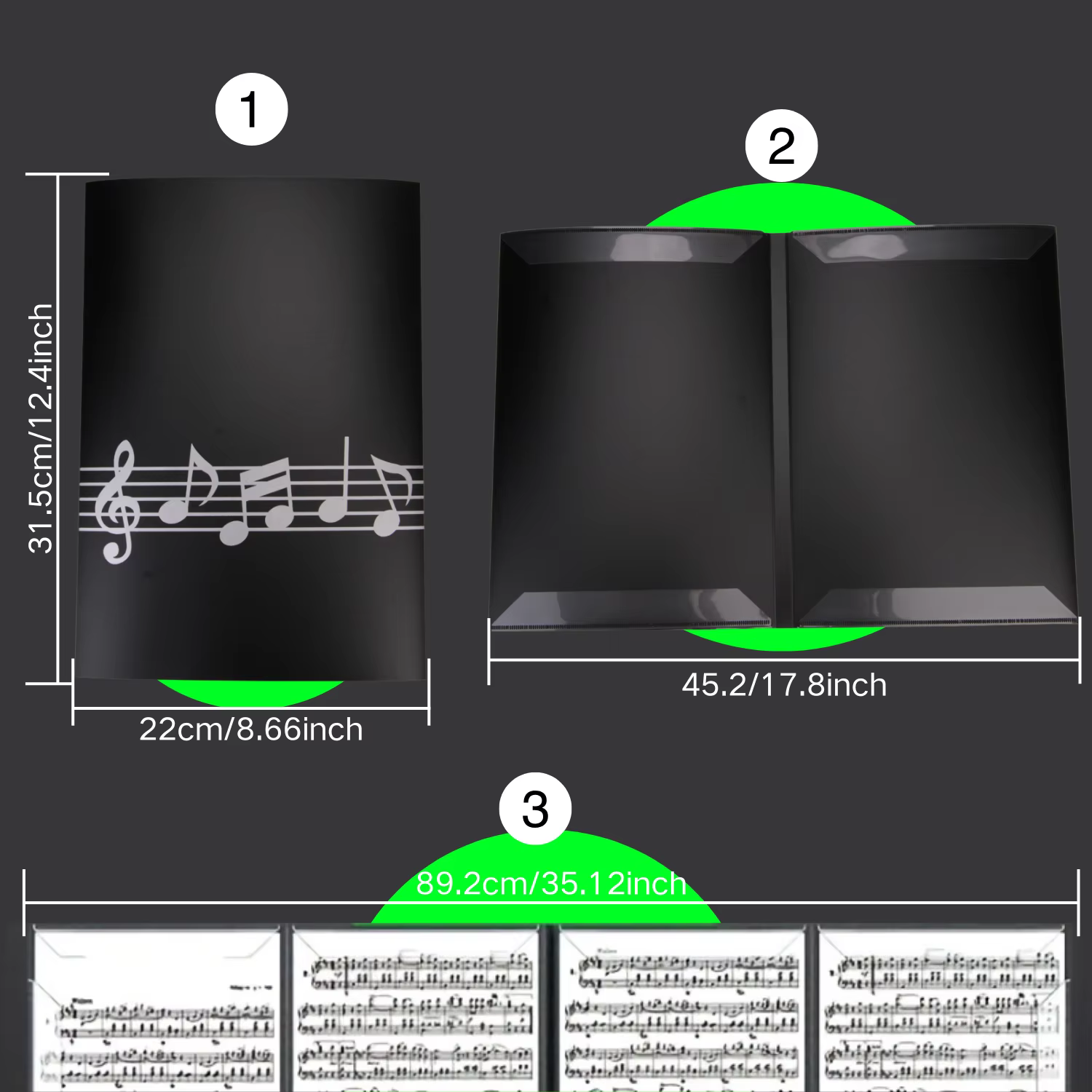 Clip pour partitions de piano de qualité supérieure, format A4, design tri-pliant, capacité six pages, durable et léger, parfait pour les musiciens