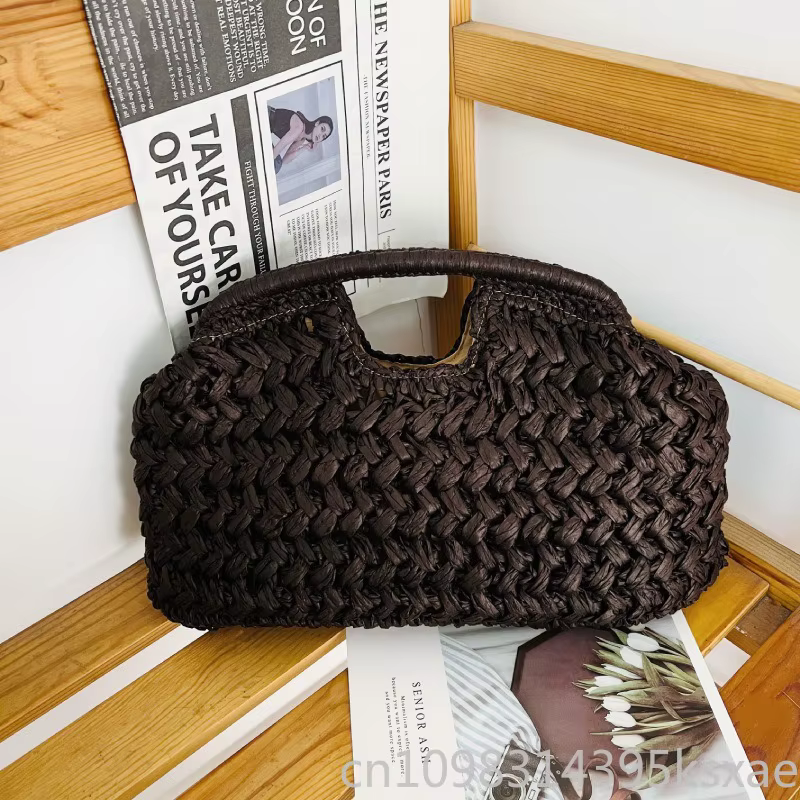 Sac à bandoulière pour femme, sac à main en papier tissé fait main avec fermeture, artisanal, premium, décontracté, plage, quotidien