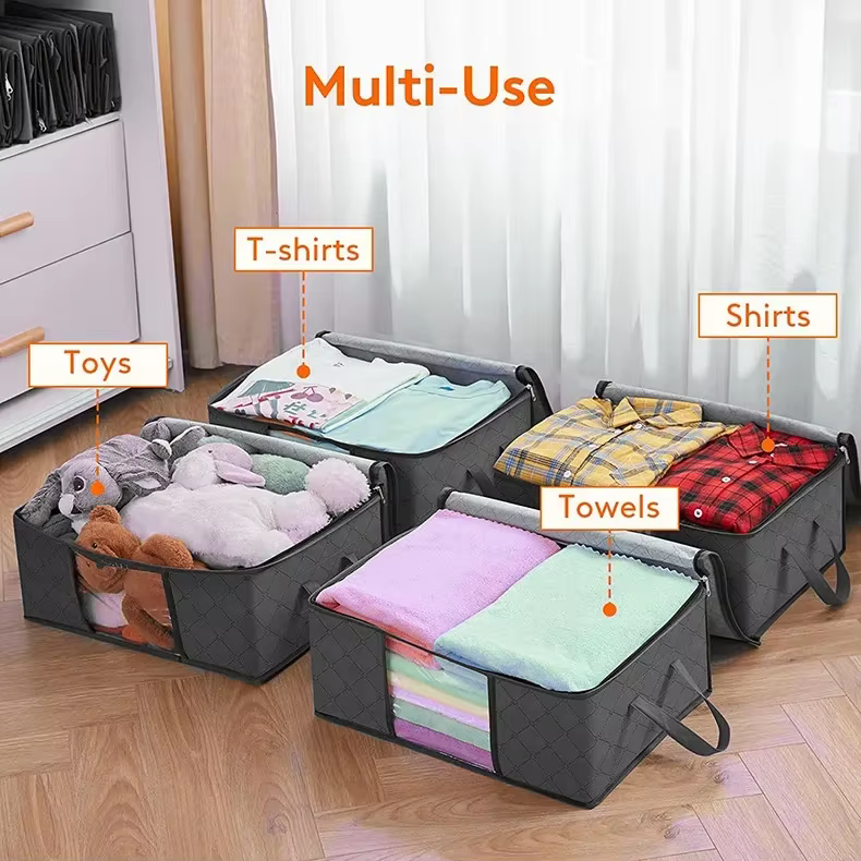 Sac de Rangement Pliable de Grande Capacité pour Vêtements, Couverture, Placard de Chambre à Coucher