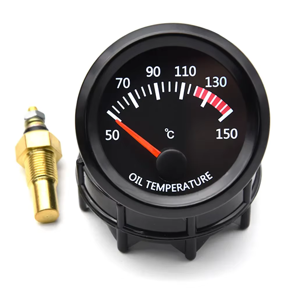 Jauge de température d'huile 52 mm 50~150 ℃ Jauge de pression d'huile numérique avec affichage LED et capteur, 0-7 bars, jauge de voiture à lentille fumée LED