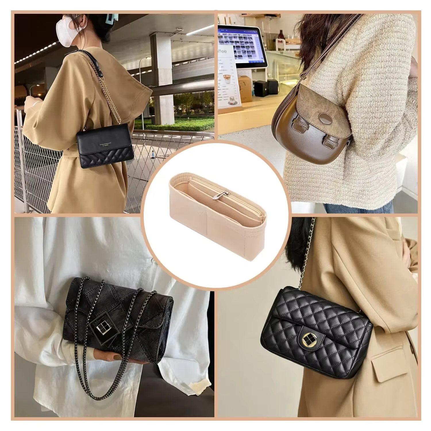 Sac à main en feutre, sac de rangement, sac à main, organisateur pour Longchamp, Mini sac à bandoulière