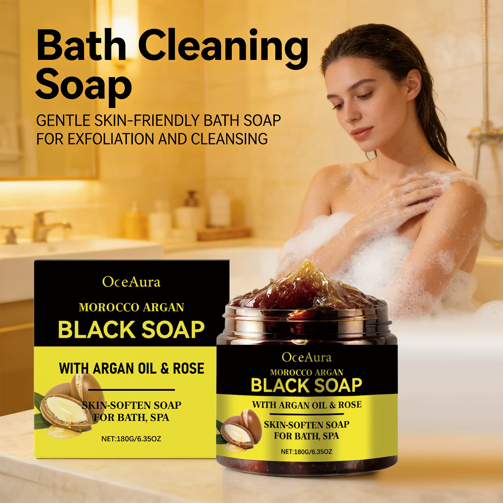 Savon noir marocain à l'huile d'argan pour exfolier