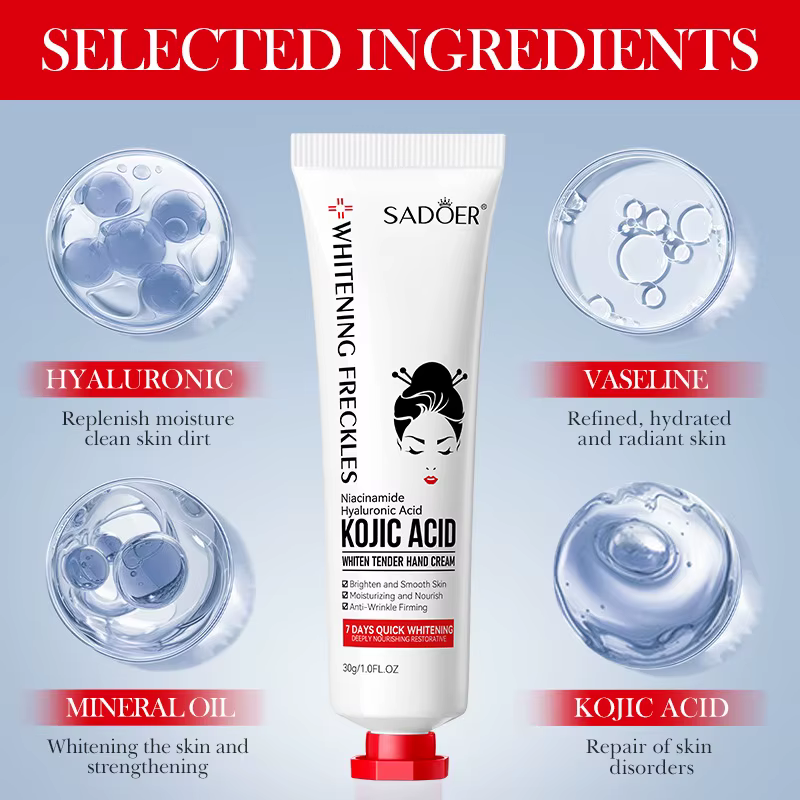 3/5 pièces SADOER acide kojique crème pour les mains hydratant nourrissant éclaircissant