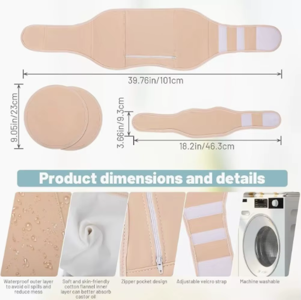 Compresses d'huile de ricin pour la détoxification du foie, en flanelle de coton biologique et PUL imperméable, kit de compresses d'huile de ricin réutilisables pour massage (huile non incluse)