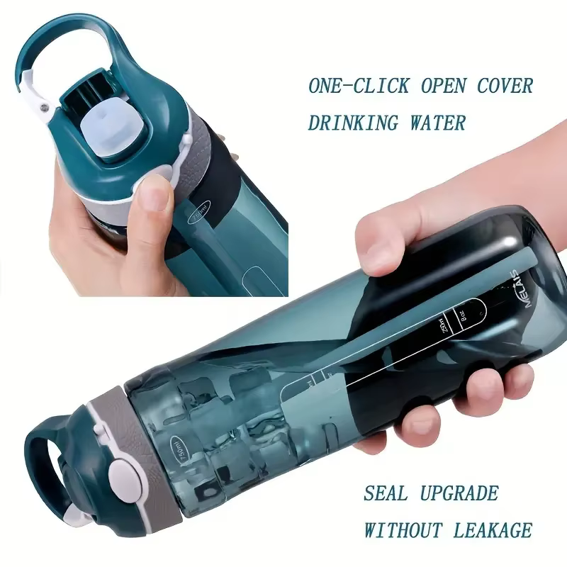 Bouteille d'eau de sport sans BPA et sans danger pour le camping, hydratation en déplacement avec paille questionStraw, parfaite pour la randonnée, 750ml