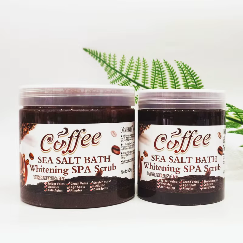 Sel de Bain Exfoliant et Blanchissant au Café 350g/680g – Gommage Corporel Nettoyant en Profondeur pour Peaux Mortes