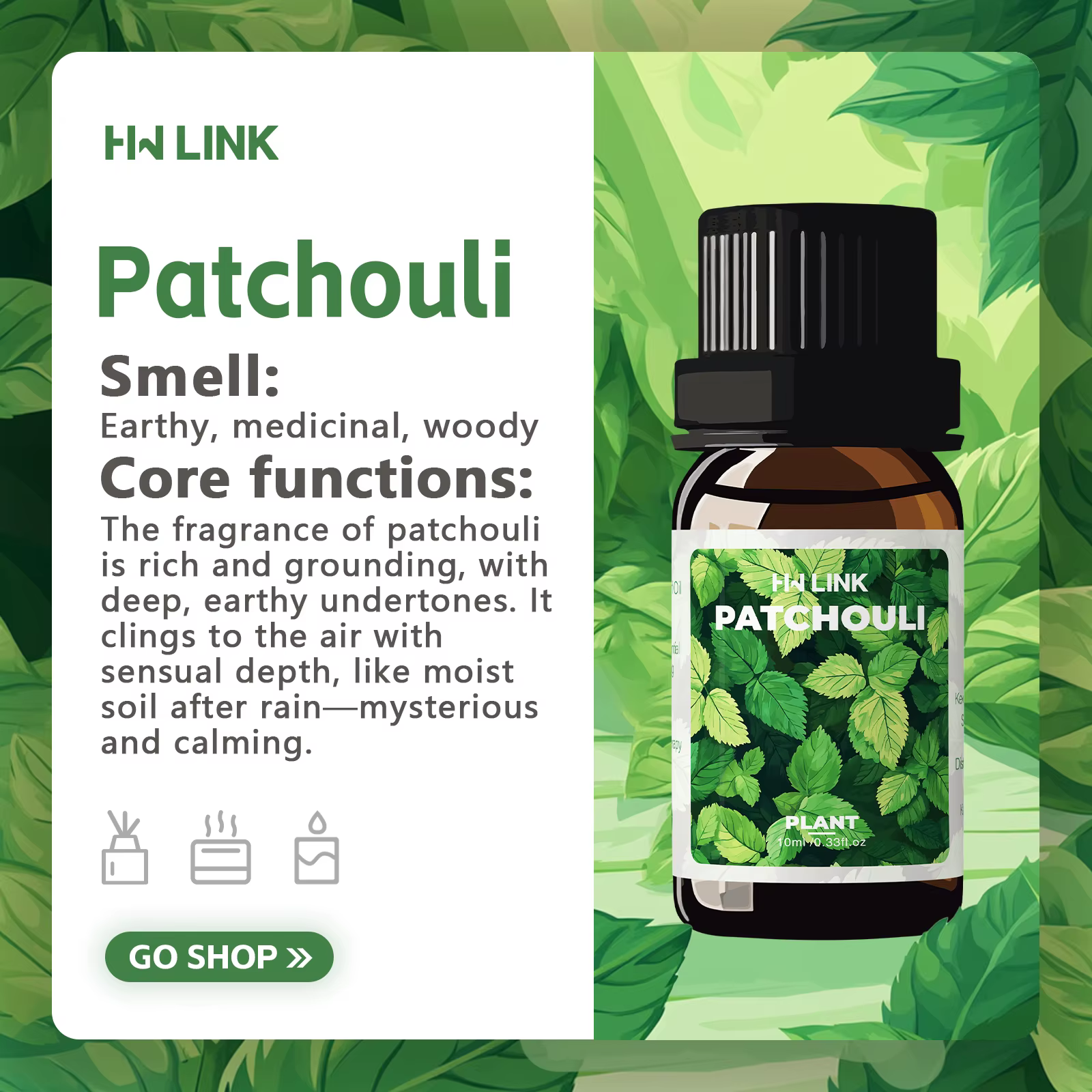 Huiles essentielles de patchouli 10 ml