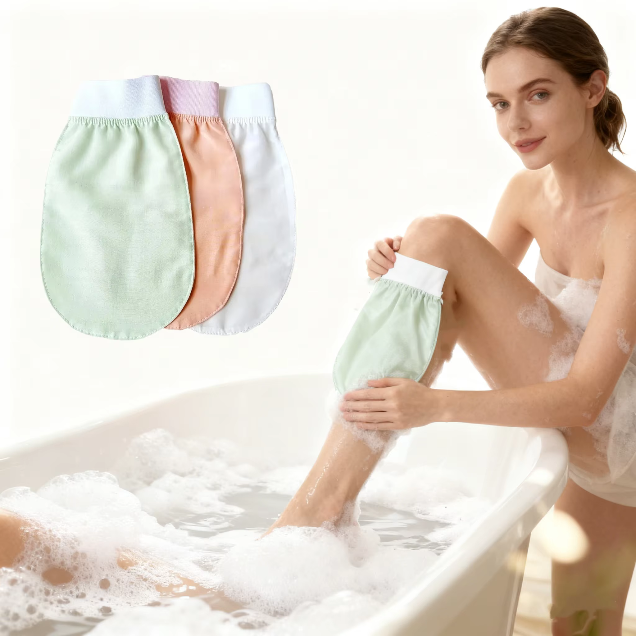 Gant de lavage exfoliant en soie pour le visage