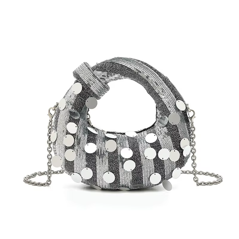 Demi-lune soirée pochette sacs de fête pour les femmes de luxe concepteur Denim gland strass sac à main paillettes brillantes chaîne épaule sac à main