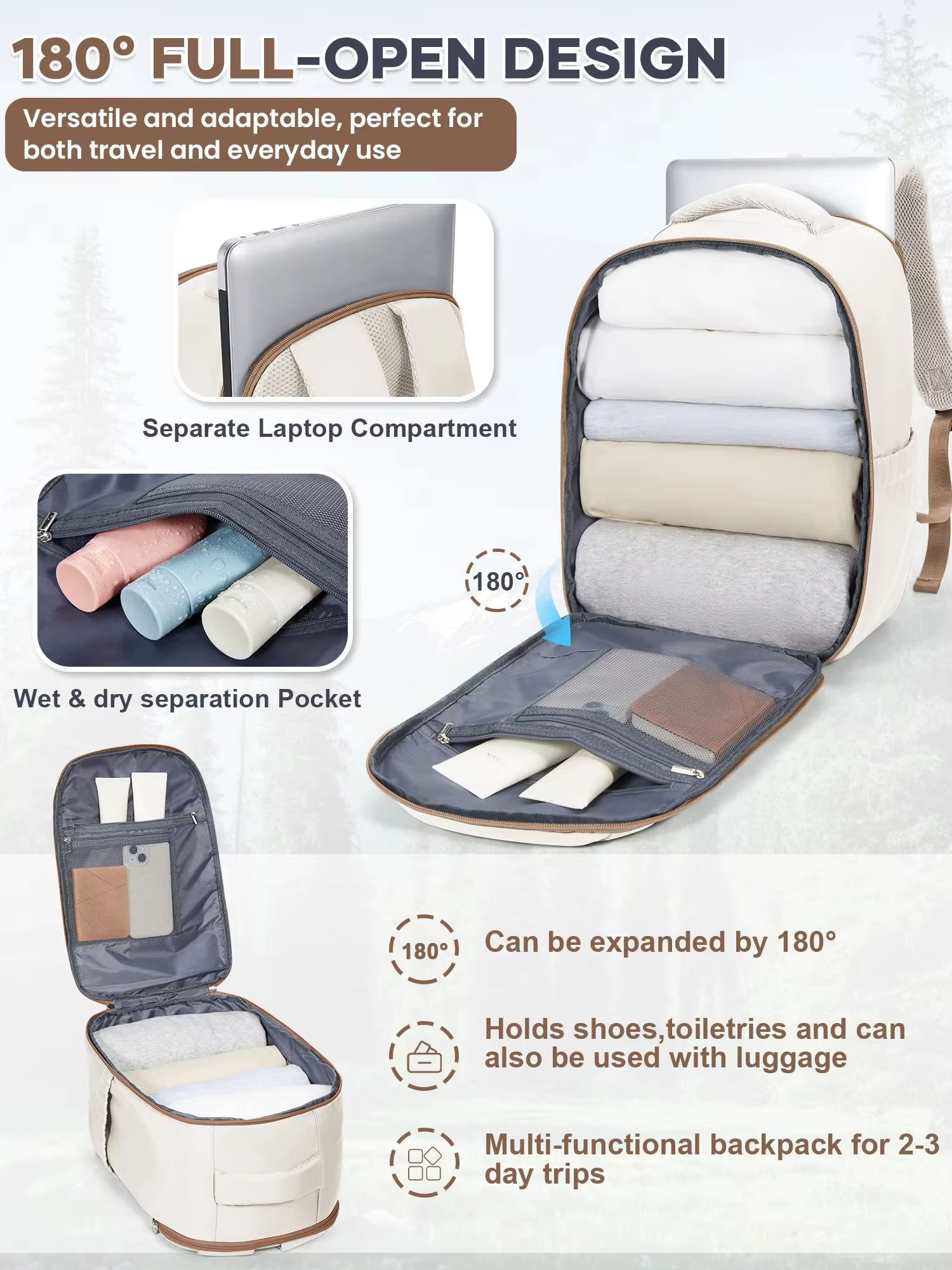 Sac à dos de voyage pour avion 45x36x20 pour bagages à main Easyjet, sac à dos de voyage, sac de cabine, sac à dos pour ordinateur portable pour femme, sac d'école