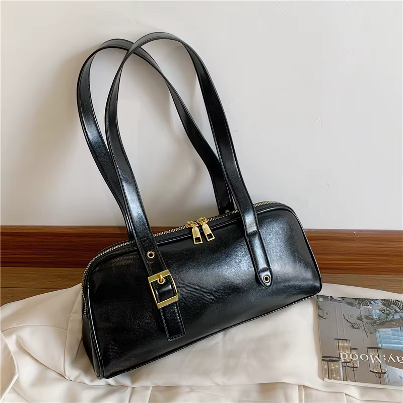 Grands sacs à bandoulière d'affaires pour femmes, fourre-tout Simple pour dames, sac sous les bras en cuir Pu, grand sac à main bordeaux