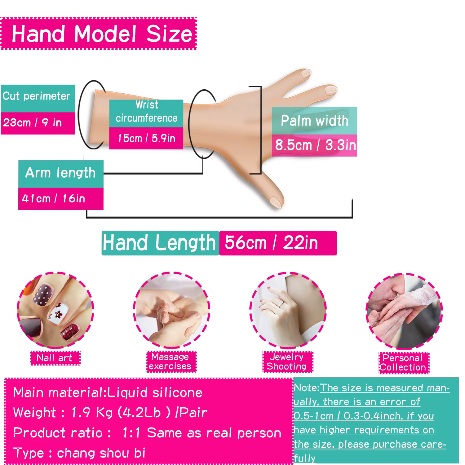 Main de Mannequin Longue Pliable pour Femme