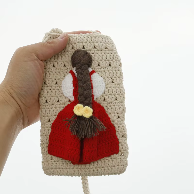 Sac de téléphone portable pour fille mignonne au Crochet, petit sac au Crochet fait à la main pour cadeaux de fille, sac tricoté pour femme, cadeaux de vacances pour ami