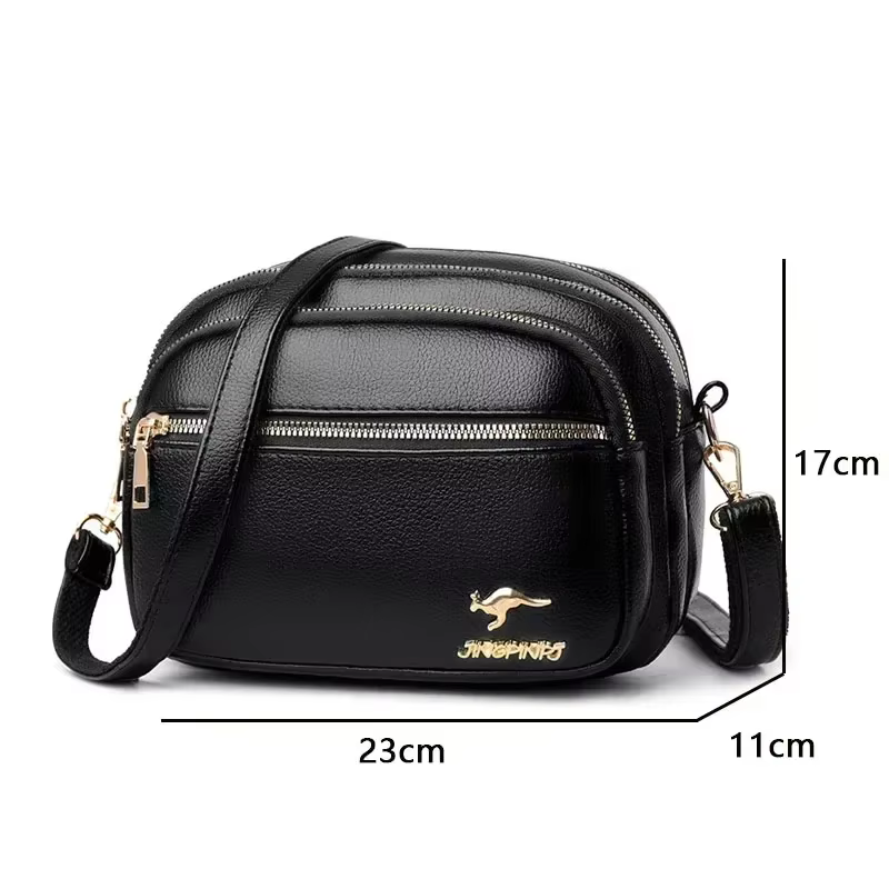 Sac à main en cuir souple pour femme, multi-poches, résistant à l'usure, haute qualité, sac messager initié, luxe, mode