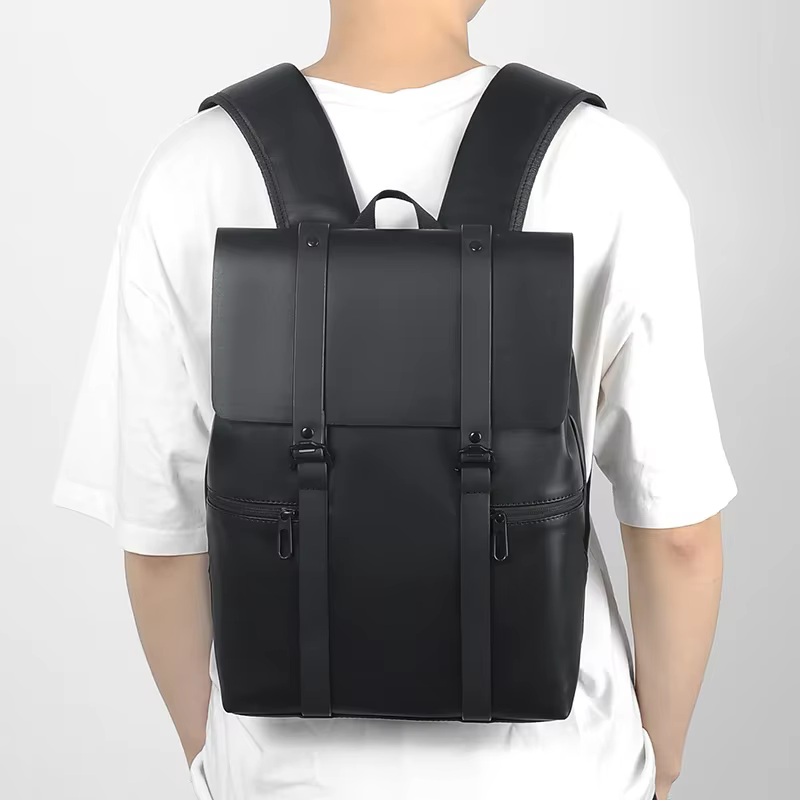 Sac à dos en cuir noir pour hommes, sac de voyage véritable, sac de jour décontracté, mode école, grand ordinateur portable, peau souple, 14