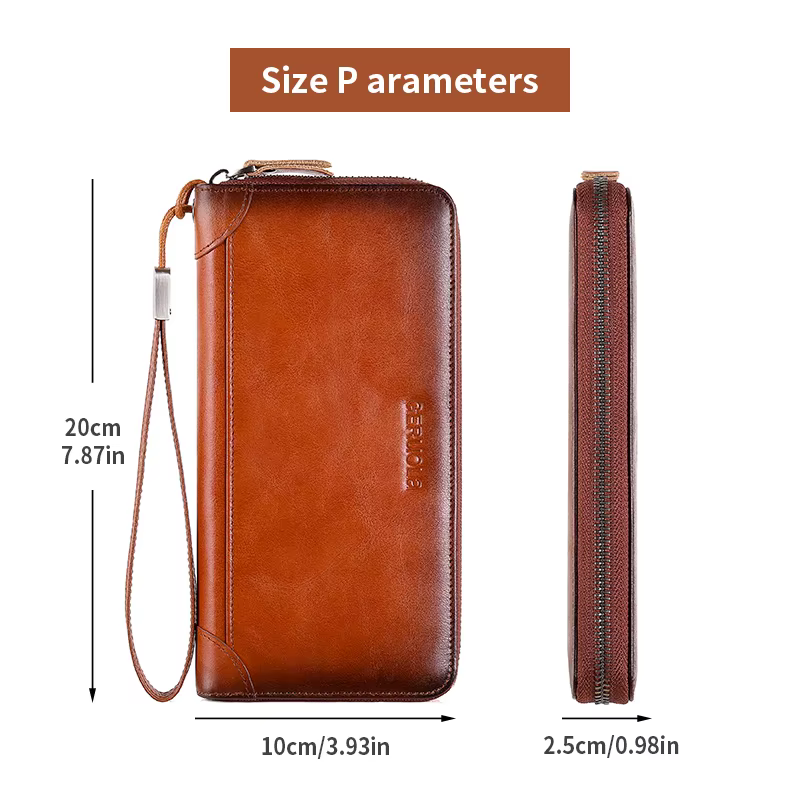 Portefeuille en cuir pour homme, long, nouveau, en cuir de vachette souple, sac à main de voyage, luxe léger, simple, grande capacité, anti-vol, couleur dégradée jaune