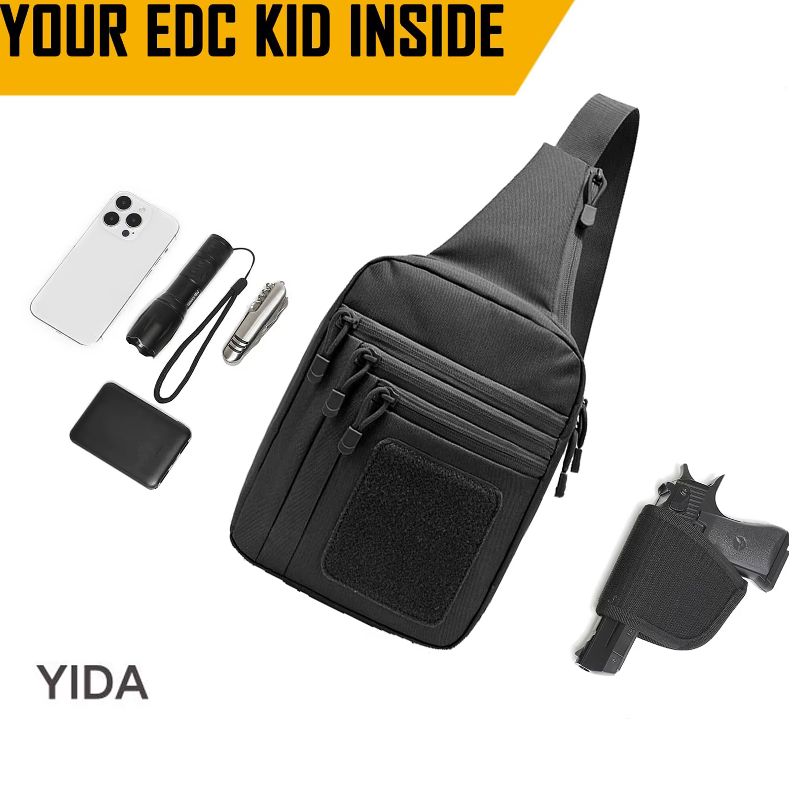 Sac à bandoulière de transport dissimulé pour hommes, sac à bandoulière Ccw EDC, sac de transport en Nylon de haute qualité, sac de poitrine pour pistolets