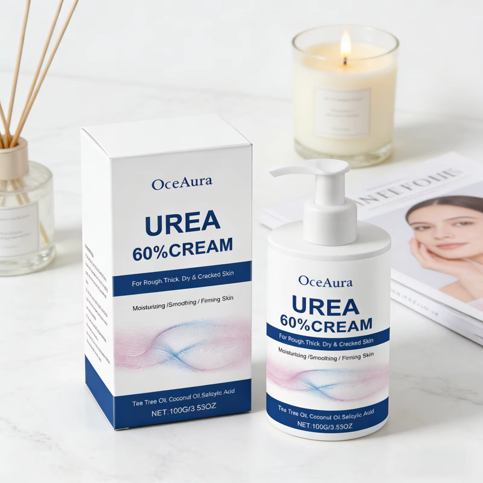 Crème pour les pieds à l'urée OceAura 60% hydratante longue durée