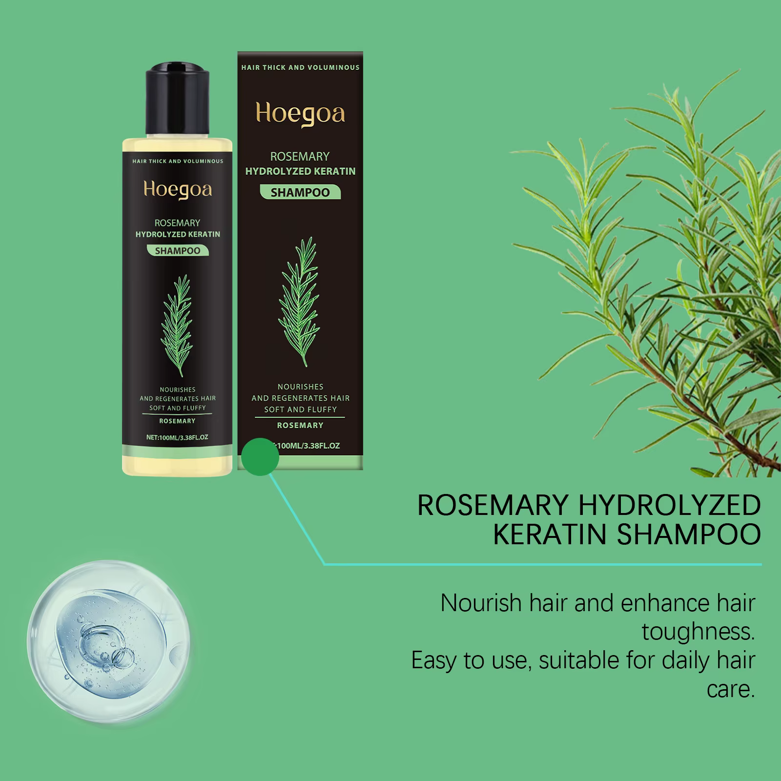 Shampoing au romarin pour la croissance des cheveux, nettoyage en profondeur du cuir chevelu, Anti-pelliculaire, contrôle de l'huile, renforcement des racines, nourrissant, volumateur