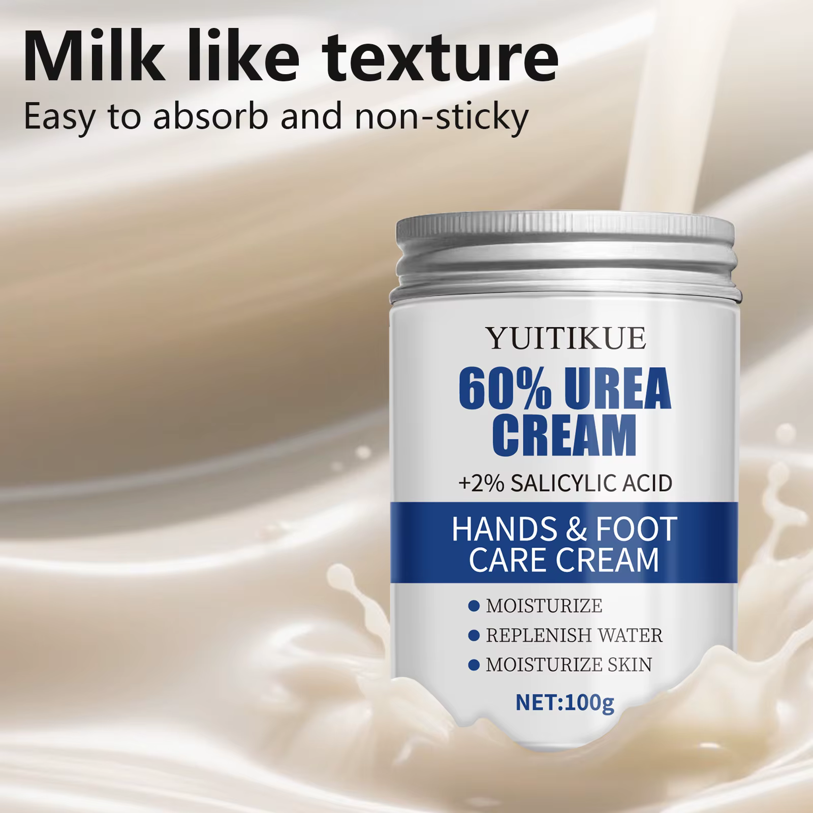 YUITIKUE Crème pour les pieds à l'urée 60 % 100 g - Réparation du talon craquelé en 2 semaines