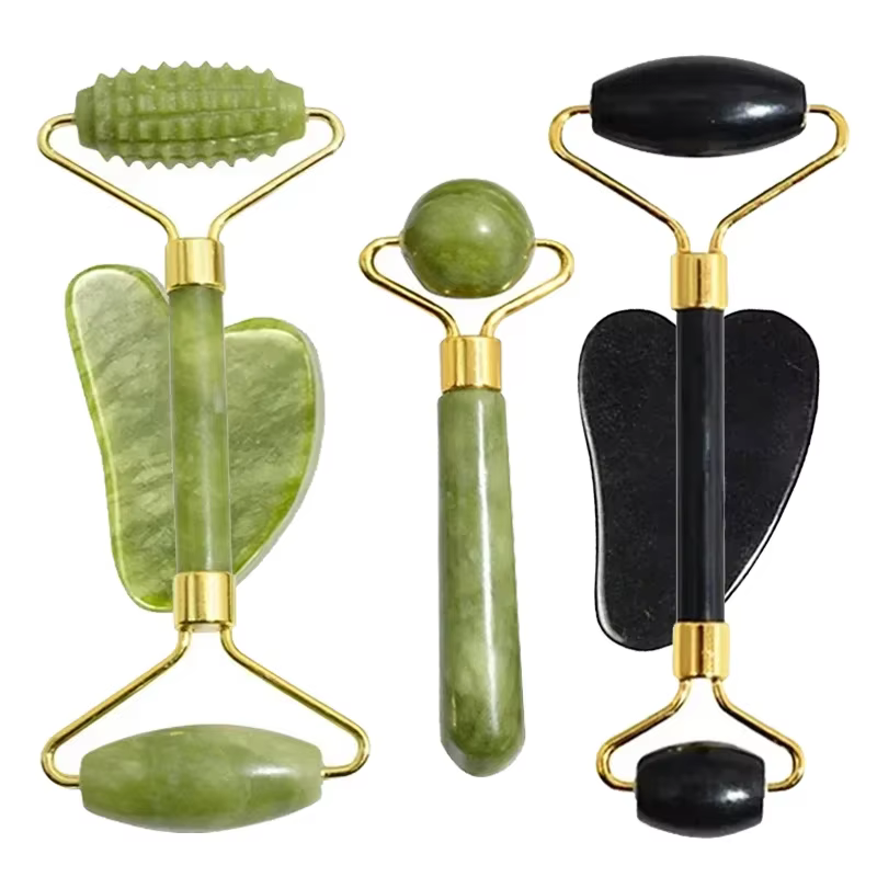 Rouleau de Jade naturel pour le visage Gua Sha