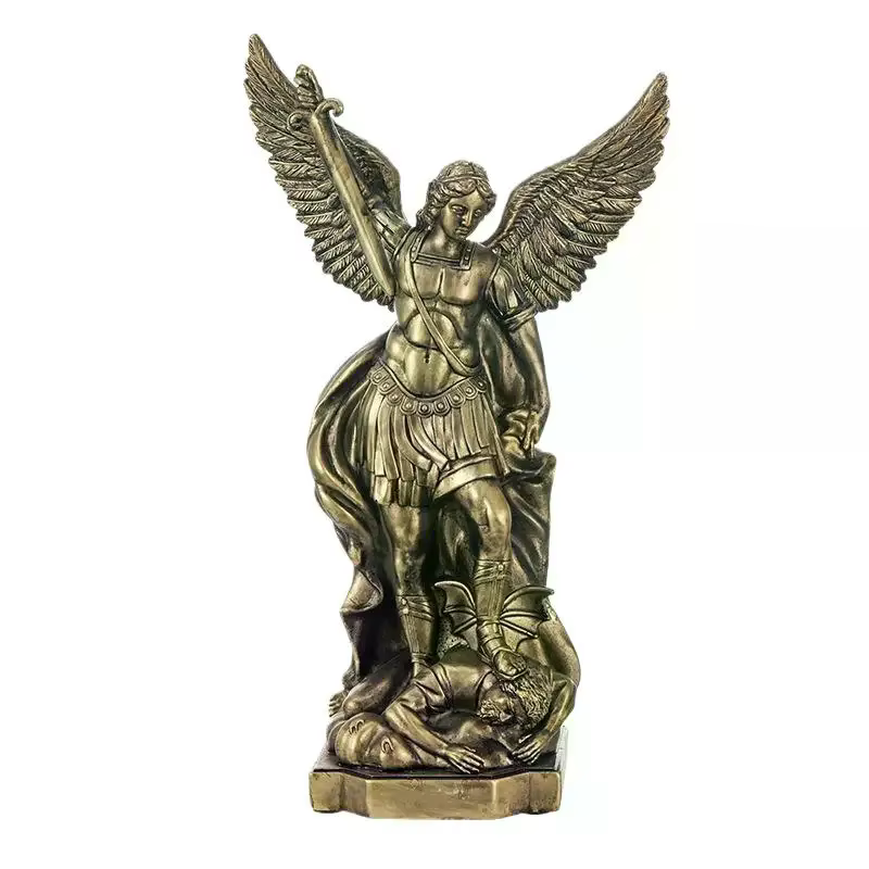 Statue de Saint-Michael pour la Protection de la maison, Sculpture de Saint catholique, idée cadeau chrétienne, décor en résine, figurine d'autel d'église, décoration de maison